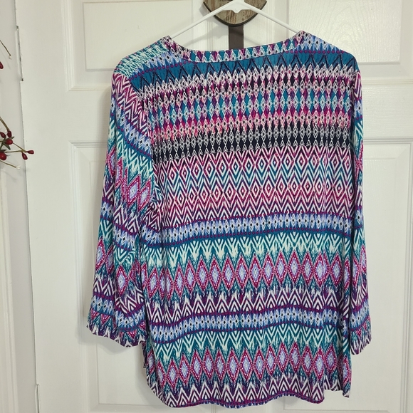 (410) Kim Roger's Woman's Long Sleeve Blouse, Size: Medium Color:Multi-colored - Picture 13 of 13
